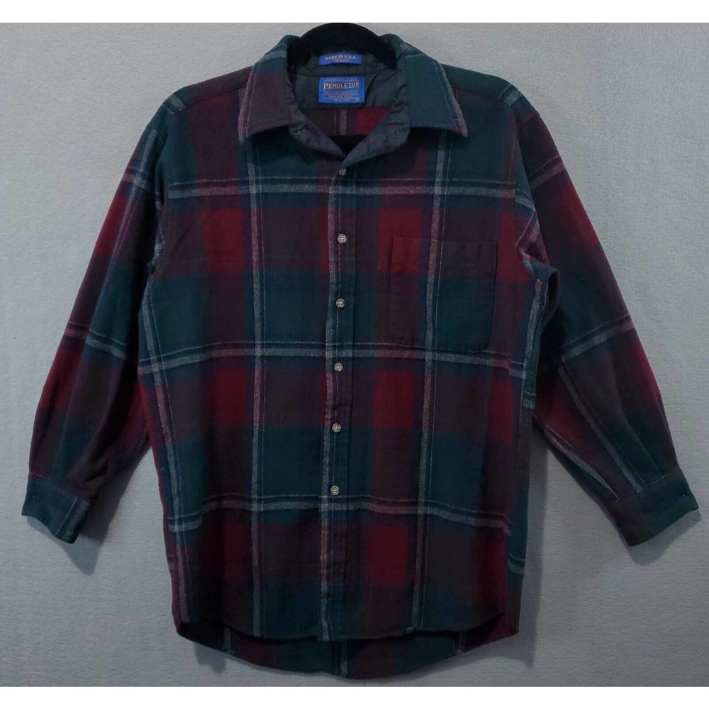 Pendleton Outdoorsman Field Shirt Button Up women's M Medium Red Plaid 100% Wool